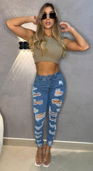 Jean Skinny, Tela Stretch, Tiro medio, Ref: 1988