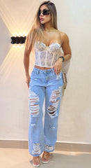 Jean Bota recta, Tela Rígida, Tiro medio, Ref: 2059