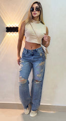 Jean Bota recta, Tela Rígida, Tiro medio, Ref: 2086