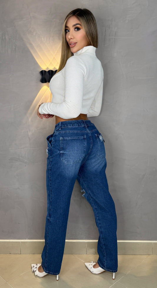 Jean Momfit, Tela rígida, Tiro medio, Ref: 2441