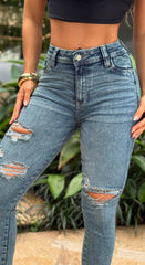 Jean Skinny, Tela Stretch, Tiro medio, Ref: 2450