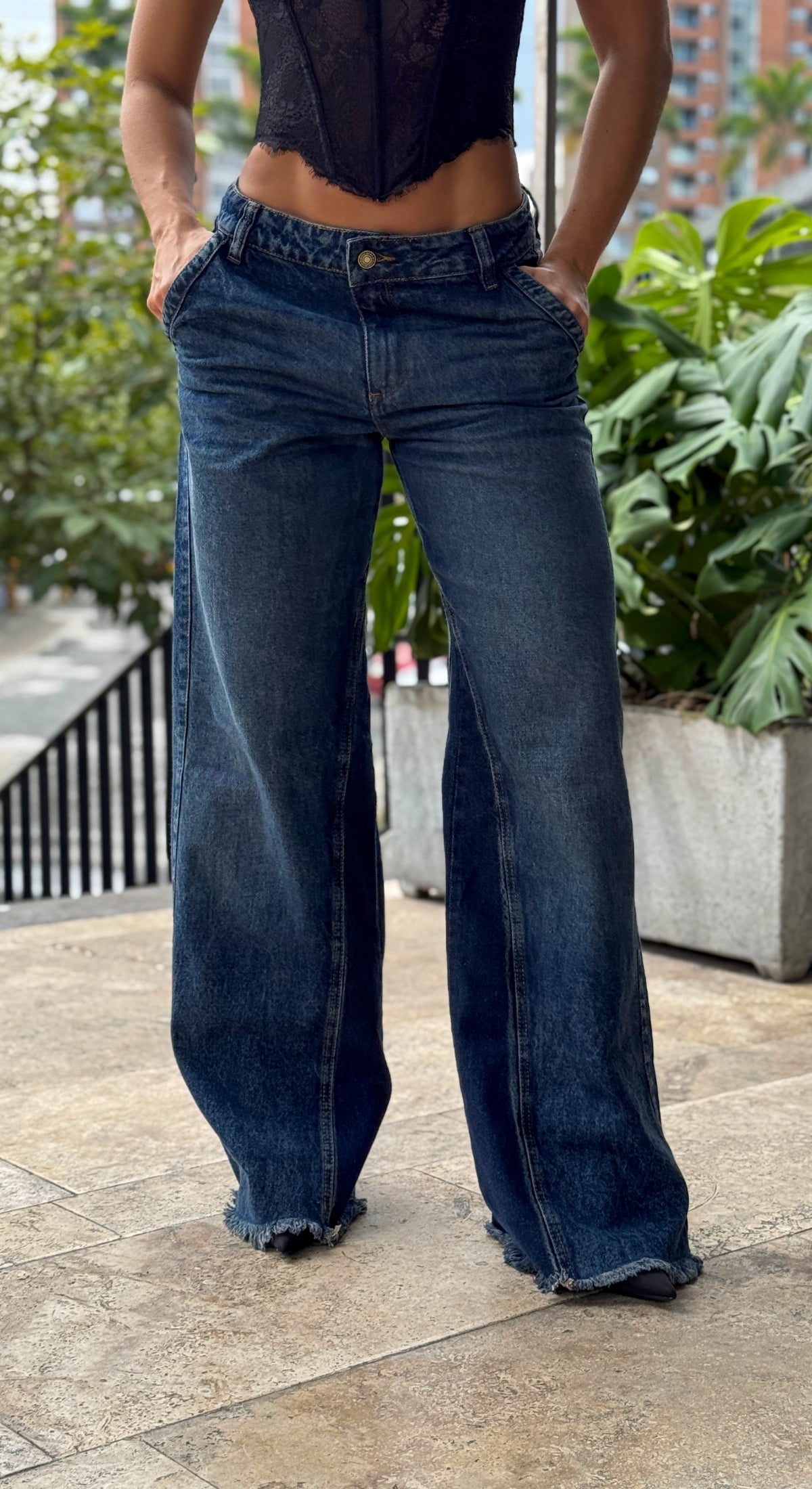 Jean wide leg BUCK JEANS dark blue