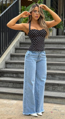 Jean Wide Leg, Tela Rígida, Tiro medio, Ref: 2620