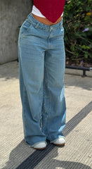 Jean Wide Leg, Tela Rígida, Tiro medio, Ref: 2621