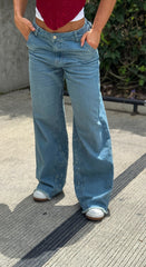Jean Wide Leg, Tela Rígida, Tiro medio, Ref: 2621