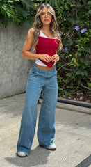 Jean Wide Leg, Tela Rígida, Tiro medio, Ref: 2621