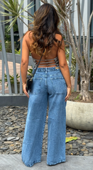Jean Wide Leg, Tela Rígida, Tiro medio, Ref: 2828