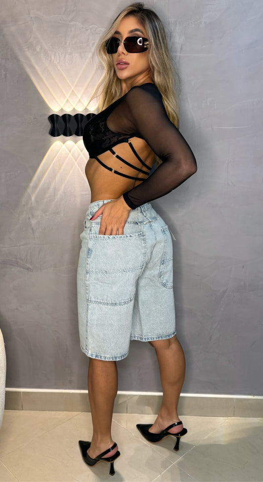 Maxibermuda, Tela rígida, Tiro medio, Ref: 2035