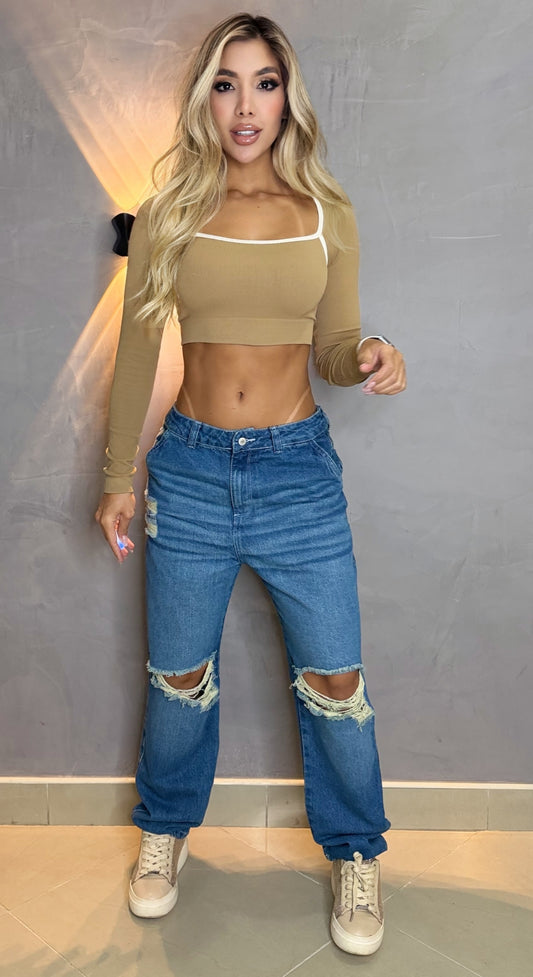 Jean Momfit, Tela rígida, Tiro medio, Ref: 2438