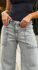 Jean Wide Leg, Tela Rígida, Tiro medio, Ref: 2648