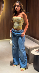 Jean Wide Leg, Tela Rígida, Tiro medio, Ref: 2825